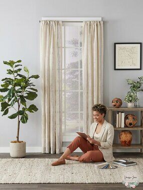 SATURDAY Knight Aiden Stripe Light-Filtering Rod Pocket Single Curtain Panel